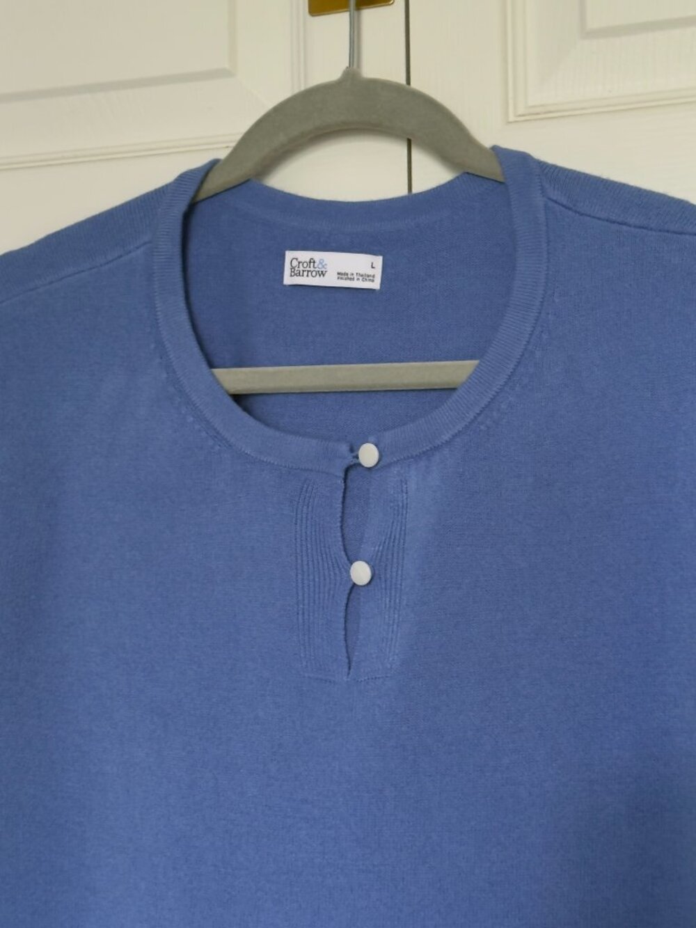 Croft Barrow NWT Blue Henley Long Sleeve Top Button Placket Women's Size L Kohls - Picture 4 of 14
